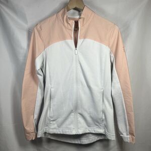Adidas womens lightweight track jacket pink white size S casual athletic